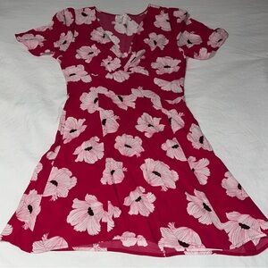 Leith Red and White Floral Dress